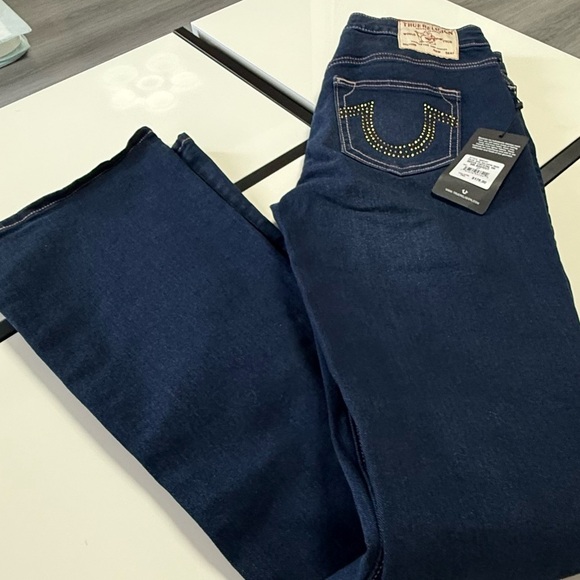 True Religion Women’s Flare Bootcut Jeans Dark Denim $179 Retail - Picture 1 of 16